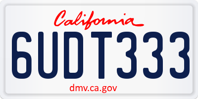 CA license plate 6UDT333