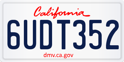 CA license plate 6UDT352