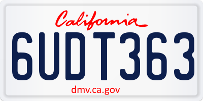 CA license plate 6UDT363