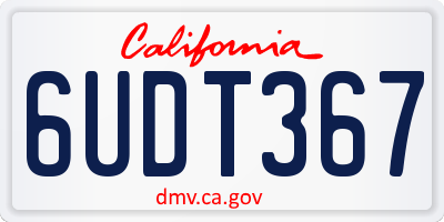 CA license plate 6UDT367