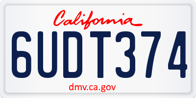 CA license plate 6UDT374