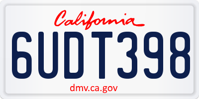 CA license plate 6UDT398