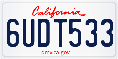 CA license plate 6UDT533