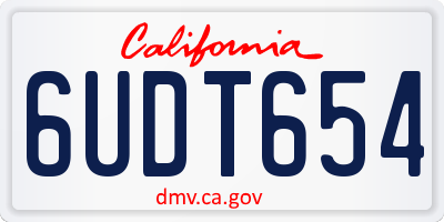 CA license plate 6UDT654