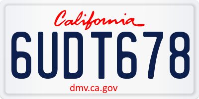 CA license plate 6UDT678