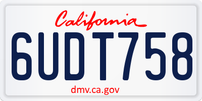 CA license plate 6UDT758