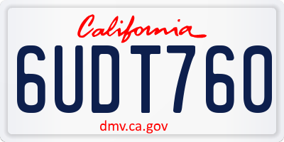 CA license plate 6UDT760