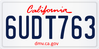 CA license plate 6UDT763