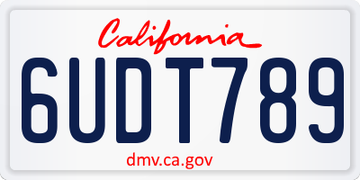 CA license plate 6UDT789