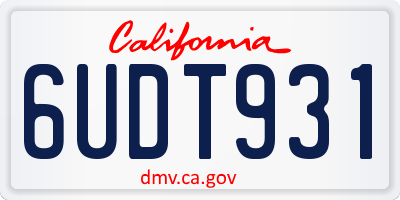 CA license plate 6UDT931