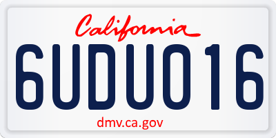 CA license plate 6UDU016