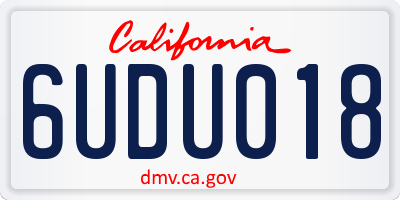 CA license plate 6UDU018