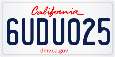 CA license plate 6UDU025