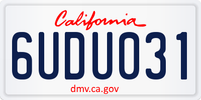 CA license plate 6UDU031