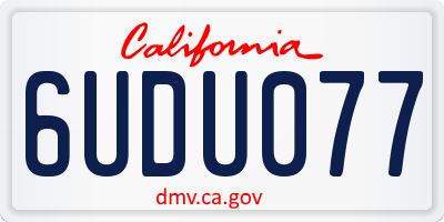 CA license plate 6UDU077