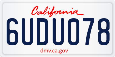 CA license plate 6UDU078