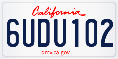 CA license plate 6UDU102