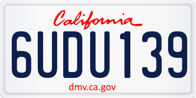 CA license plate 6UDU139