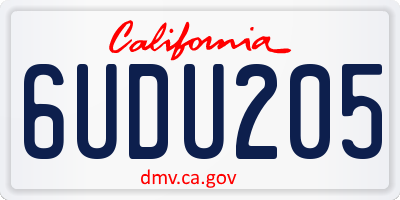 CA license plate 6UDU205
