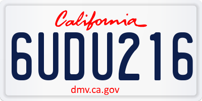 CA license plate 6UDU216