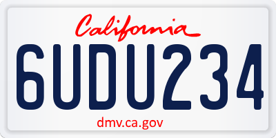CA license plate 6UDU234