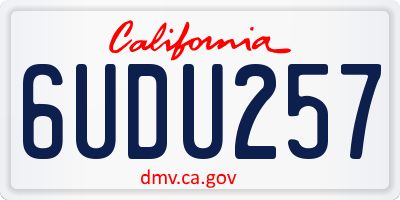 CA license plate 6UDU257