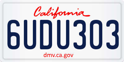 CA license plate 6UDU303