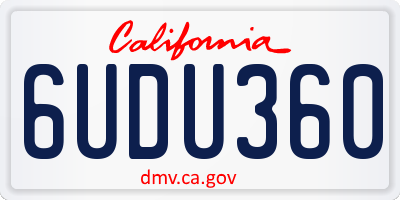 CA license plate 6UDU360