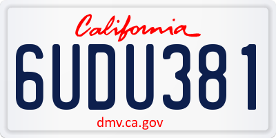 CA license plate 6UDU381