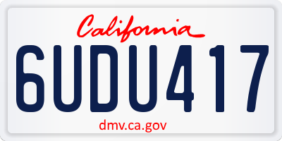 CA license plate 6UDU417