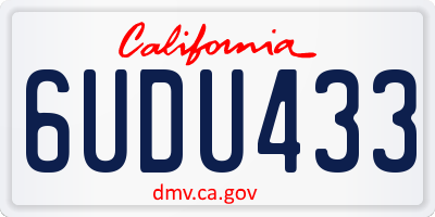 CA license plate 6UDU433