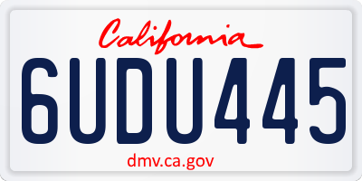 CA license plate 6UDU445