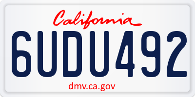 CA license plate 6UDU492