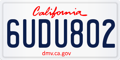 CA license plate 6UDU802