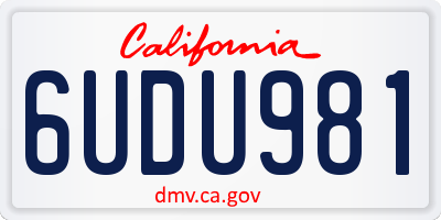 CA license plate 6UDU981