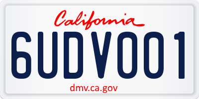 CA license plate 6UDV001