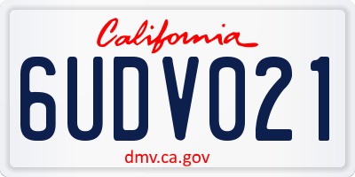 CA license plate 6UDV021