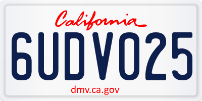 CA license plate 6UDV025