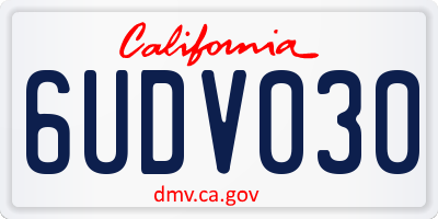 CA license plate 6UDV030