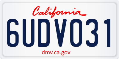 CA license plate 6UDV031