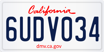 CA license plate 6UDV034