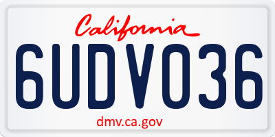 CA license plate 6UDV036