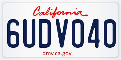 CA license plate 6UDV040