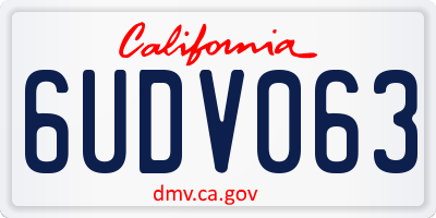 CA license plate 6UDV063