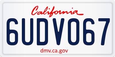 CA license plate 6UDV067