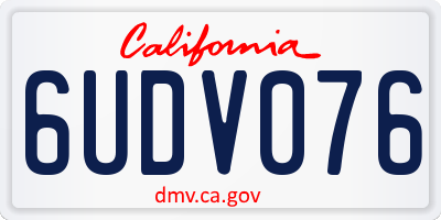 CA license plate 6UDV076