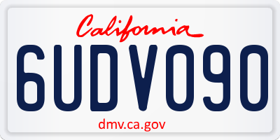CA license plate 6UDV090