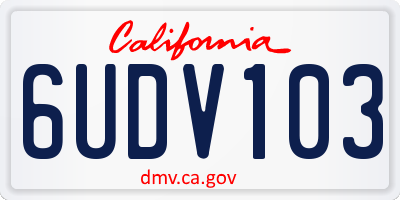 CA license plate 6UDV103