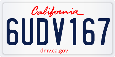 CA license plate 6UDV167