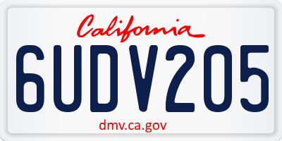 CA license plate 6UDV205